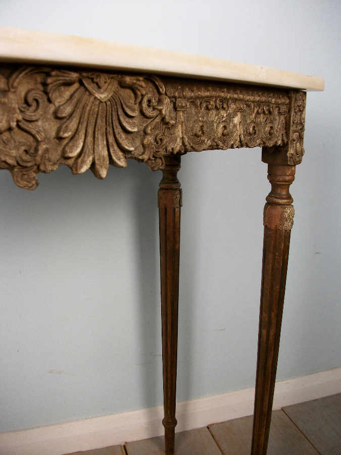 Small French 19th Century Console Table with shell motif